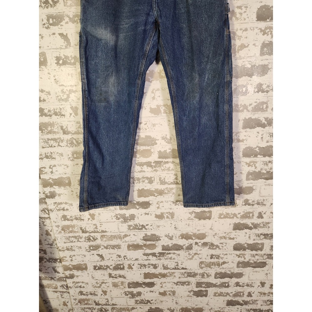 BERNE Mens Carpenter Jeans Size 30x30 Blue Denim Red Flannel Lined Workwear Pant - Picture 3 of 16
